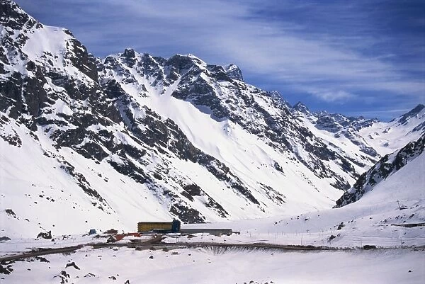 Buildings beside the road between Santiago and Mendoza, near the Chilean border