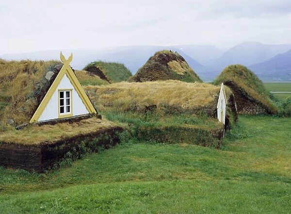 Buildings with turf roof and walls