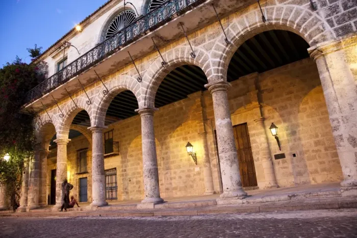 Framed Print : Built in the 1700s an exterior portico connecting two palaces, in the Plaza de la Catedral Framed Print : Built in the 1700s an exterior portico connecting two palaces, in the Plaza de la Catedral
