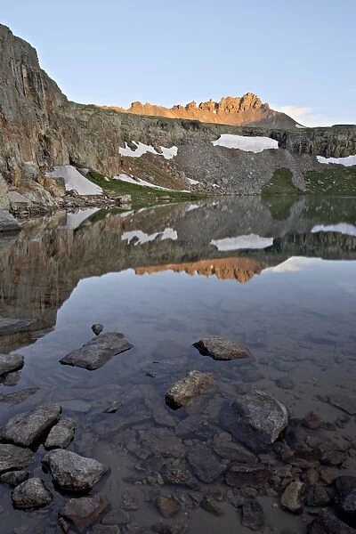 Bullion King Lake at dawn, Porphyry Basin, San Juan National Forest, Colorado
