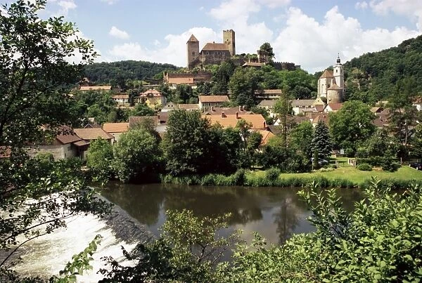 Burg Hardegg, viewed from Czech side of the River Thaya, which forms the border