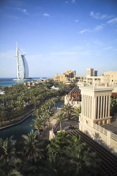 Burj Al Arab seen from the Madinat Jumeirah Hotel, Jumeirah Beach, Dubai
