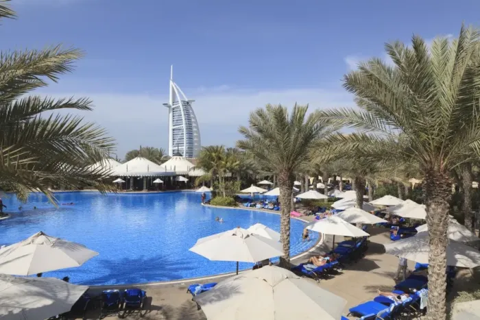 Framed Print : Burj Al Arab seen from the swimming pool of the Madinat Jumeirah Hotel Framed Print : Burj Al Arab seen from the swimming pool of the Madinat Jumeirah Hotel