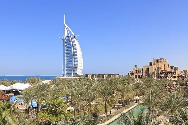 Burj Al Arab viewed from the Madinat Jumeirah Hotel, Jumeirah Beach, Dubai