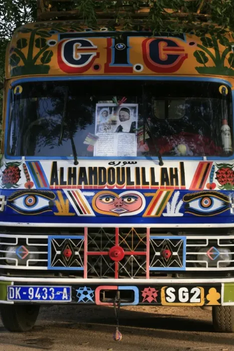 Framed Print : Bus with religious signs, Senegal, West Africa, Africa Framed Print : Bus with religious signs, Senegal, West Africa, Africa