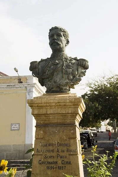 Bust of former governor general, Sao Filipe, Fogo (Fire), Cape Verde Islands, Africa