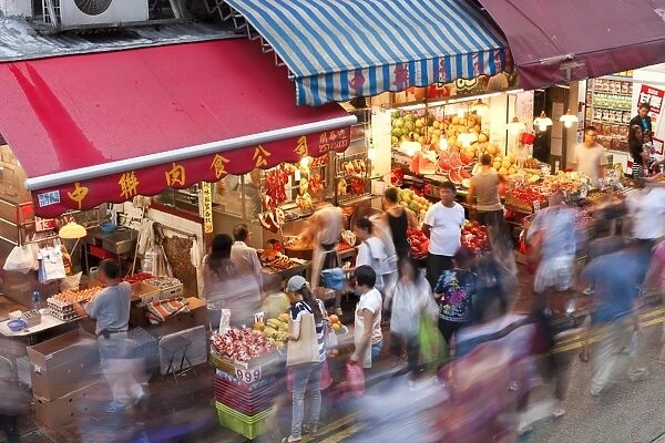 Busy Market Street, Wan Chai, Central District, Hong Kong Island, Hong Kong, China, Asia