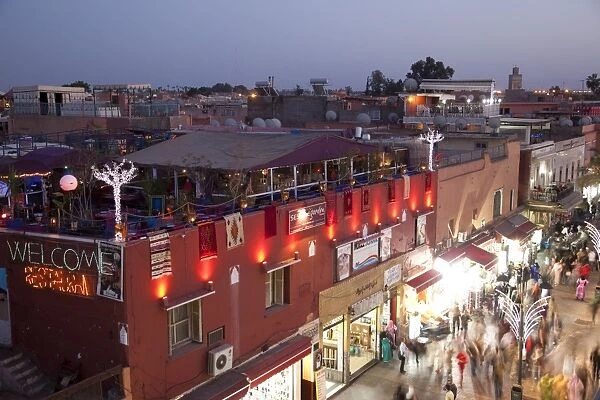 Busy street at dusk, Marrakesh, Morocco, North Africa, Africa