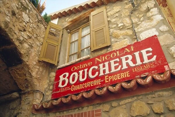 Butchers shop sign, St. Agnes, Cote d Azur, Provence, France, Europe