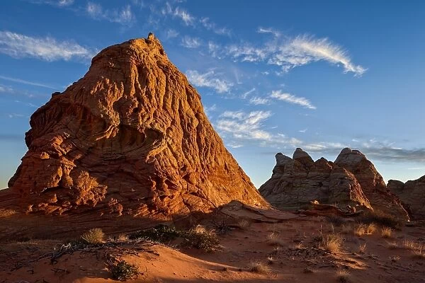 Butte at first light, Coyote Buttes Wilderness, Vermilion Cliffs National Monument, Arizona, United States of America, North America