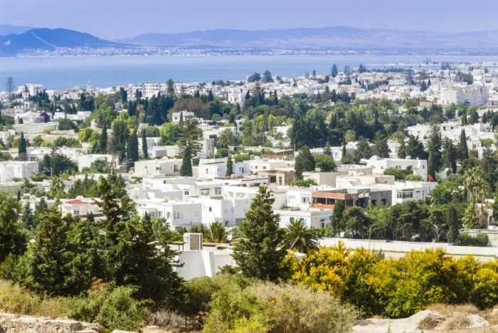 Framed Print : Byrsa Hill looking down on the ancient port at the port of Carthage, Tunis, Tunisia, North Africa, Africa
