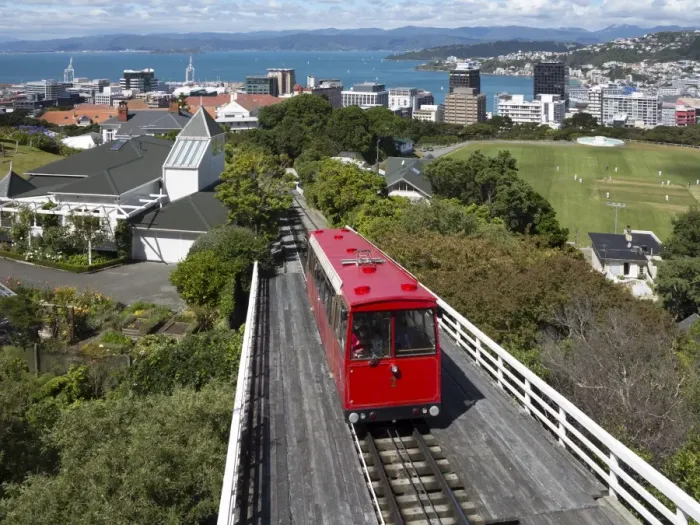 Framed Print : Cable car and view over Wellington city and harbour, North Island, New Zealand, Pacific Framed Print : Cable car and view over Wellington city and harbour, North Island, New Zealand, Pacific