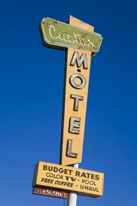 Framed Print : Cactus Motel, Route 66, Barstow, California, United States of America, North America Framed Print : Cactus Motel, Route 66, Barstow, California, United States of America, North America