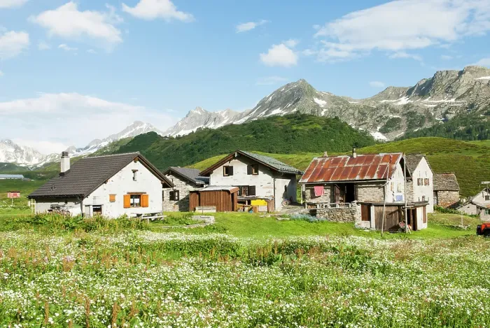 Framed Print : Cadagno hamlet, Val Piora, Canton Ticino, Switzerland