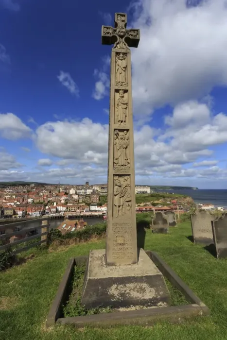 Framed Print : Caedmons Cross in the Celtic style, St. Marys Churchyard, Whitby, North Yorkshire Framed Print : Caedmons Cross in the Celtic style, St. Marys Churchyard, Whitby, North Yorkshire