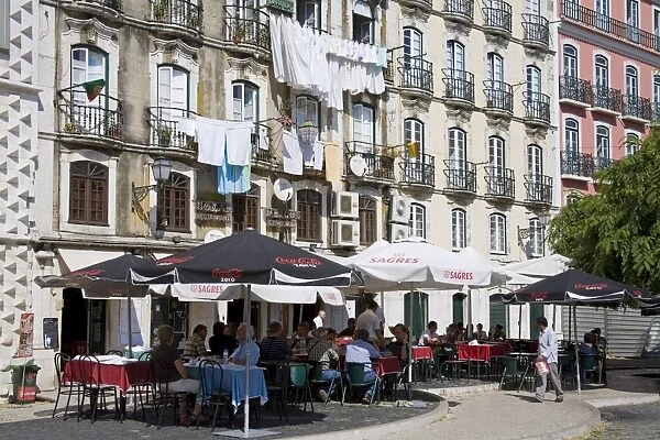 Cafe on Bacalhoeiros Street in the Alfama District, Lisbon, Portugal, Europe