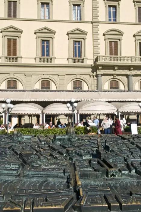 Framed Print : Cafe Paszkowsky and bronze model of Florence city centre, Piazza della Repubblica Framed Print : Cafe Paszkowsky and bronze model of Florence city centre, Piazza della Repubblica