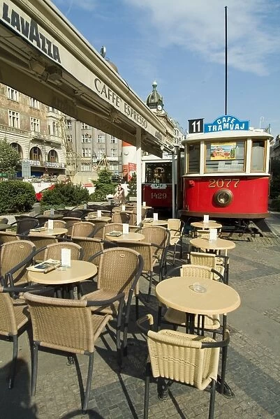 Cafe on Wenceslas Square, Prague, Czech Republic, Europe