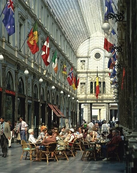 Cafes in Gallerie St. Hubert, Brussels, Belgium, Europe