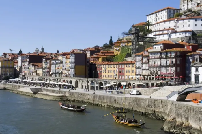 Framed Print : Cais de Ribeira waterfront near the Ponte de Dom Luis I Bridge Framed Print : Cais de Ribeira waterfront near the Ponte de Dom Luis I Bridge