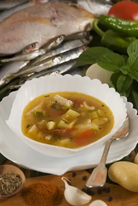 Framed Print : Caldo de pescado soup, food of the Canary Islands, Spain, Europe Framed Print : Caldo de pescado soup, food of the Canary Islands, Spain, Europe