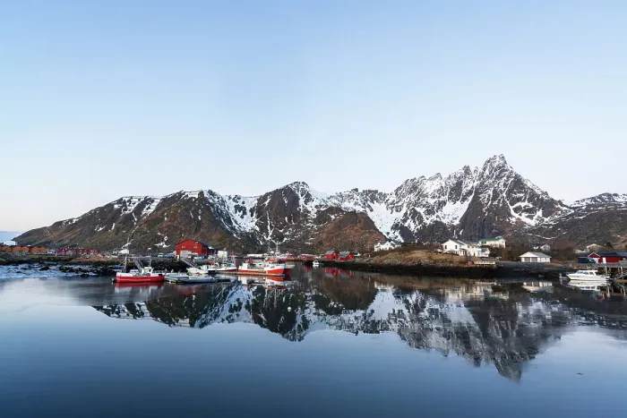 Framed Print : Calm water reflecting the Arctic landscape of the traditional fishing marina of Ballstad at dawn, Vestvagoy, Lofoten Islands, Norway, Scandinavia, Europe Framed Print : Calm water reflecting the Arctic landscape of the traditional fishing marina of Ballstad at dawn, Vestvagoy, Lofoten Islands, Norway, Scandinavia, Europe
