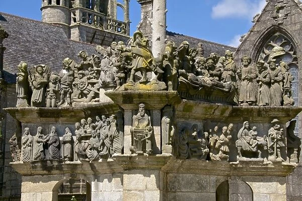 Calvary dating from between 1581 and 1588, Passion of Christ detail, Guimiliau parish enclosure, Finistere, Brittany, France, Europe