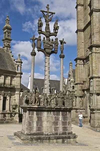 Calvary, St. Thegonnec parish enclosure dating from 1610, Leon, Finistere, Brittany, France, Europe