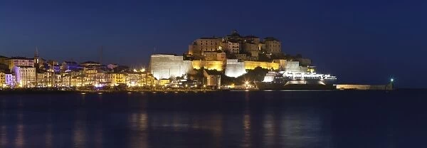 Calvi at night, Balagne, Corsica, France, Mediterranean, Europe