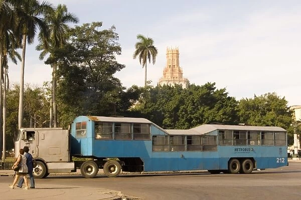 A camello bus in central Havana, Cuba, West Indies, Central America