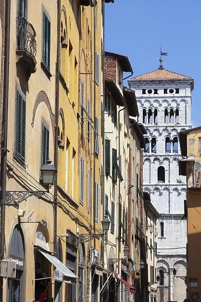 Campanile of San Michele in Foro, Via di Poggio, Lucca, Tuscany, Italy, Europe