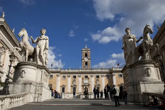 Framed Print : The Campidoglio, the buildings house the city hall and Capitoline museums Framed Print : The Campidoglio, the buildings house the city hall and Capitoline museums