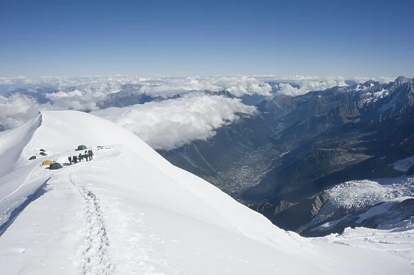 Camping at 4000m, above Chamonix Valley, Mont Blanc, Chamonix, French Alps