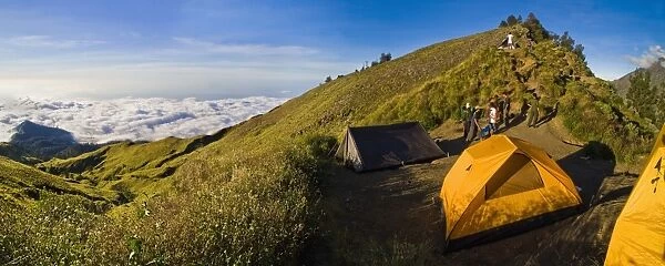 Camping above the clouds on Mount Rinjani, Lombok, Indonesia, Southeast Asia, Asia
