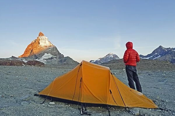 Camping near The Matterhorn, 4478m, Zermatt, Valais, Swiss Alps, Switzerland, Europe