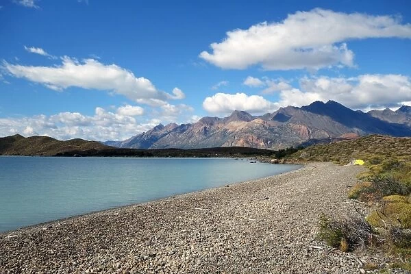 Camping on the shores of Lago Viedma, Argentine Patagonia, Argentina, South America
