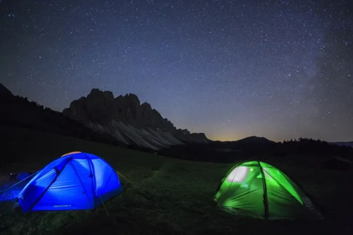 Framed Print : Camping under the stars, Malga Zannes, Funes Valley, South Tyrol, Dolomites, Italy