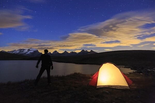 Camping under the stars on Rosset Lake at an altitude of 2709 meters, Gran Paradiso National Park