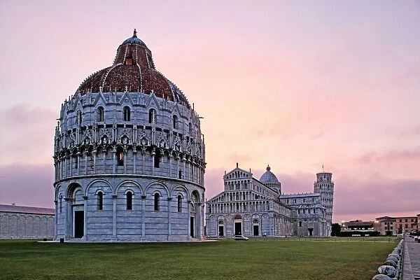 Campo dei Miracoli with Baptistry, Santa Maria Assunta Cathedral and Leaning Tower