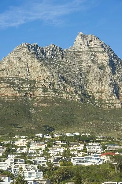 Camps Bay with the Table Mountain in the background, suburb of Cape Town, South Africa