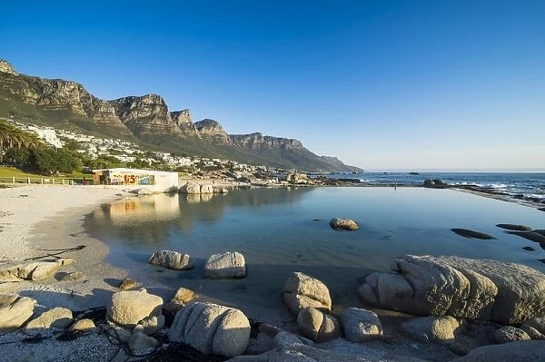Camps Bay with Table Mountain in the background, suburb of Cape Town, South Africa