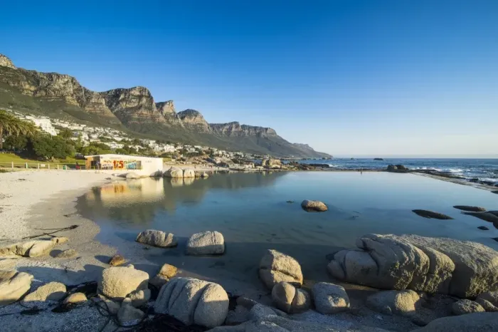 Framed Print : Camps Bay with Table Mountain in the background, suburb of Cape Town, South Africa Framed Print : Camps Bay with Table Mountain in the background, suburb of Cape Town, South Africa