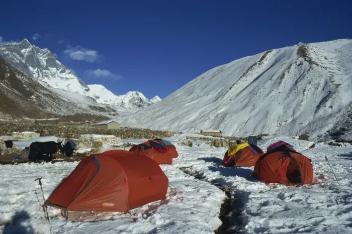 Framed Print : Campsite at Dingboche Framed Print : Campsite at Dingboche