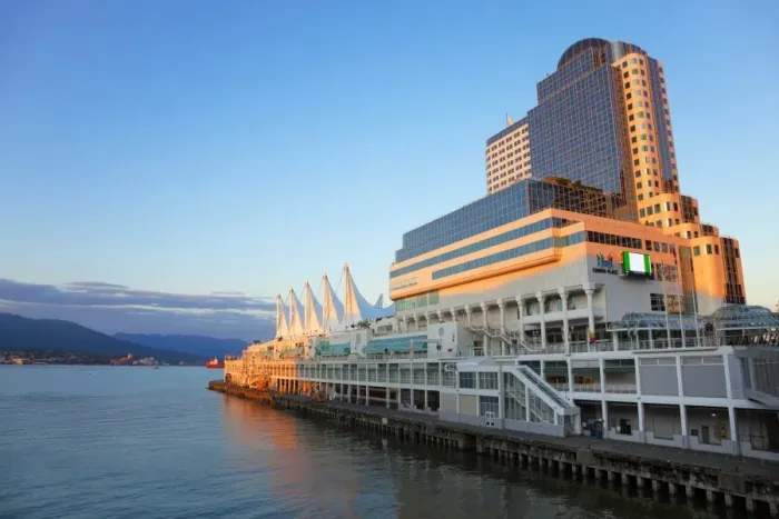 Framed Print : Canada Place at dusk, Downtown Vancouver waterfront, Vancouver, British Columbia