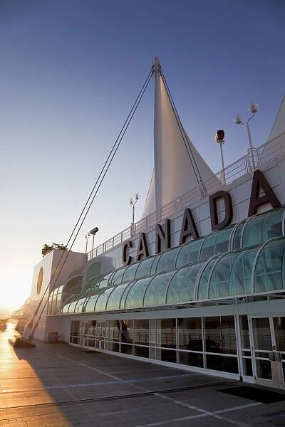 Canada Place in early morning light, Waterfront downtown Vancouver, Vancouver