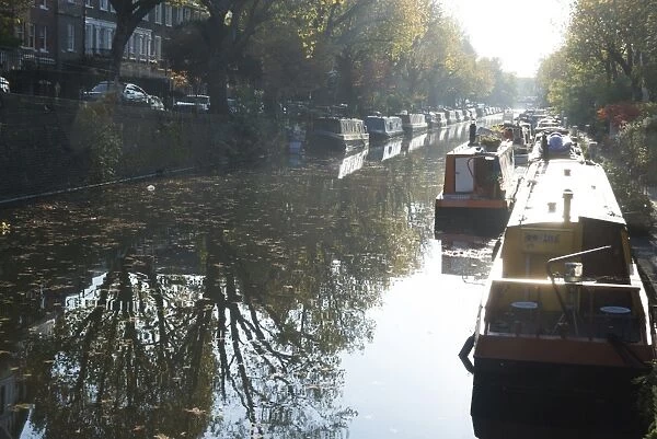 Canal boats on the Regents Canal, Little Venice, London, England, United Kingdom, Europe