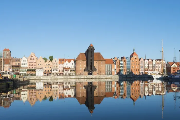 Framed Print : Canal side houses, Gdansk, Poland, Europe Framed Print : Canal side houses, Gdansk, Poland, Europe