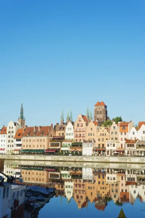 Framed Print : Canal side houses and skyline, Gdansk, Poland, Europe Framed Print : Canal side houses and skyline, Gdansk, Poland, Europe