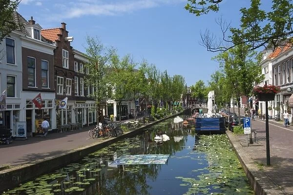 Canal scene in Delft, Holland, Europe