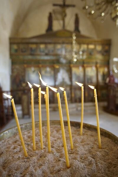 Candles in Orthodox church, Greece, Europe